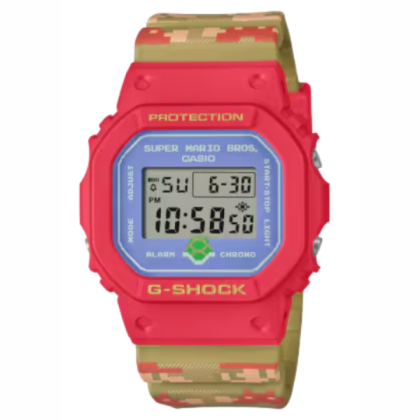 Casio G-Shock x Super Mario Bros. DW-5600SMB-4 Red and Brown Resin Band Men Sport Watch